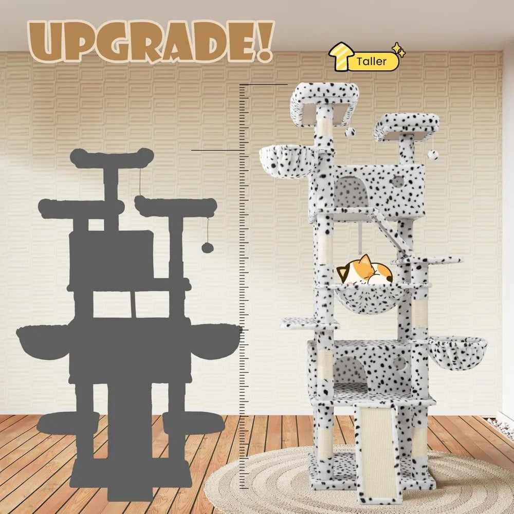 LUCK SHA CERLIN 81in Multi-Level Tall Cat Tree Tower For Indoor Kitties/Larger Cat Condo Furniture With Hammock/Cozy Pussycat