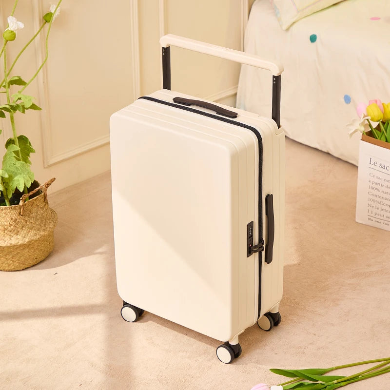 Durable Wide Handle Travel Suitcase Carry-On PC Material Luggage Trolley Case for Men And Women Available in 20 24 26 Inch Sizes