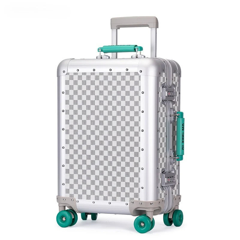 20 Inch Large capacity All Aluminum Magnesium Alloy Suitcase Rolling Luggage Case Business Travel Suitcase on Wheels