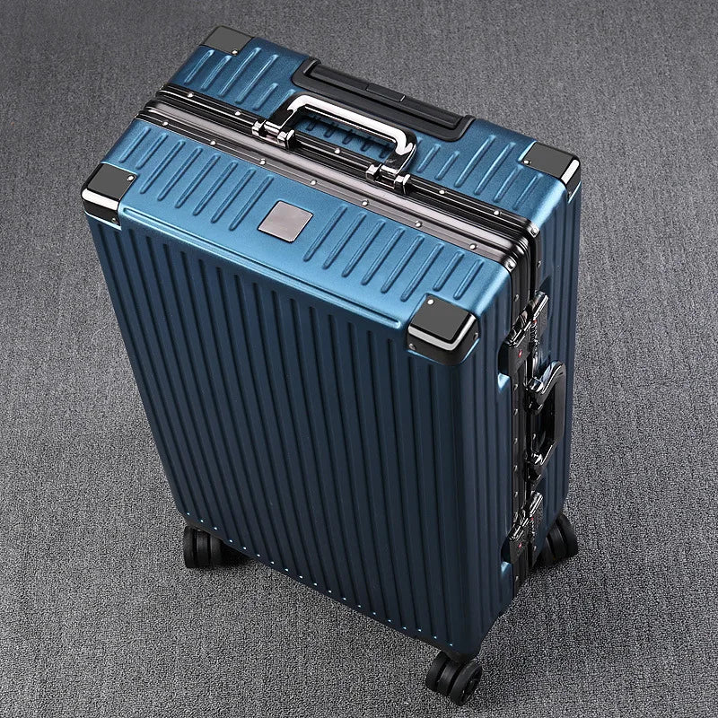 Luggage Right Angle Retro Aluminium Frame Universal Wheel Boarding Bag Large Capacity Travel Password Leather Box Suitcase