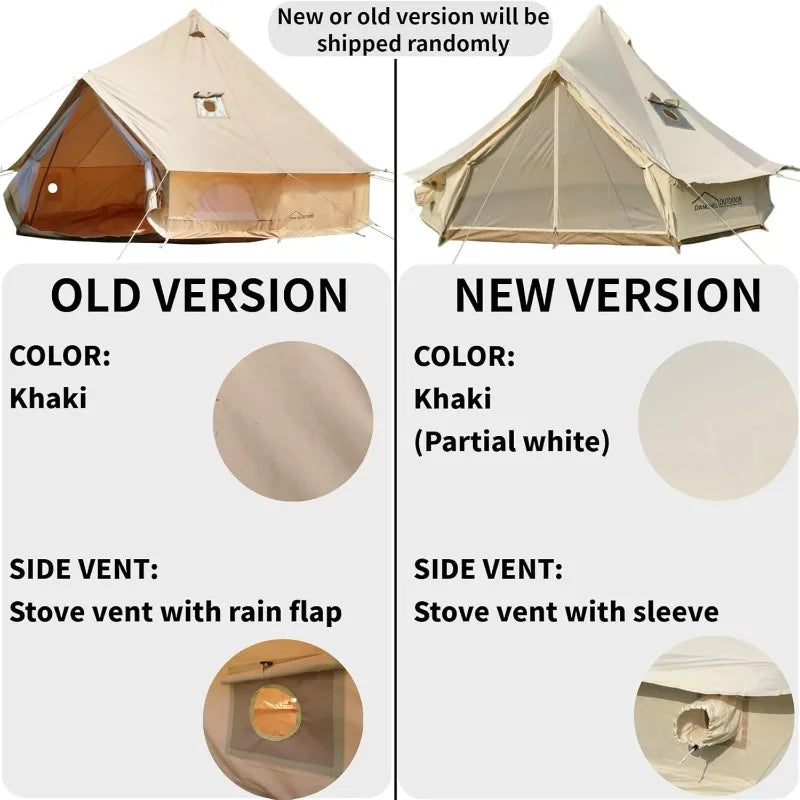 DANCHEL OUTDOOR B5PRO 4 Season Canvas Bell Tent with 2 Stove Jacks, Glamping Yurt Tent for All Year Living 4/6/8 Person