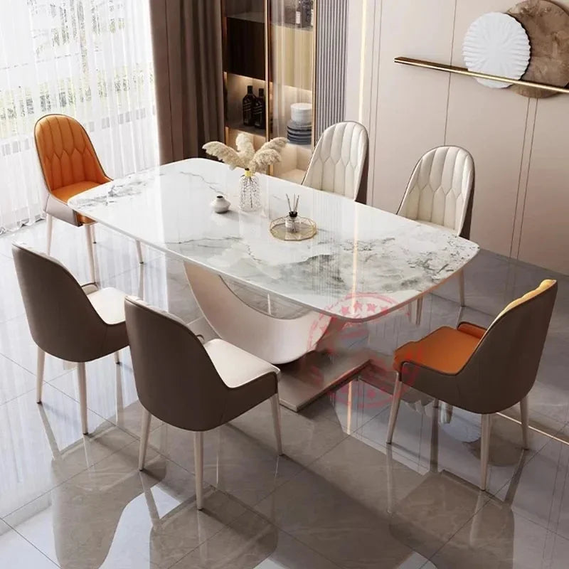 Living Room Dining Table Luxury Nordic Modern Marble Rectangle Dining Table Minimalist European Mesa De Comedor Furniture