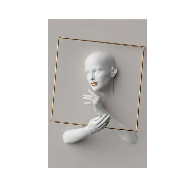 Woman Sculpture Poster Prints Woman Power Figure Statue Canvas Painting Cuadros Wall Art Pictures for Living Room Home Decor