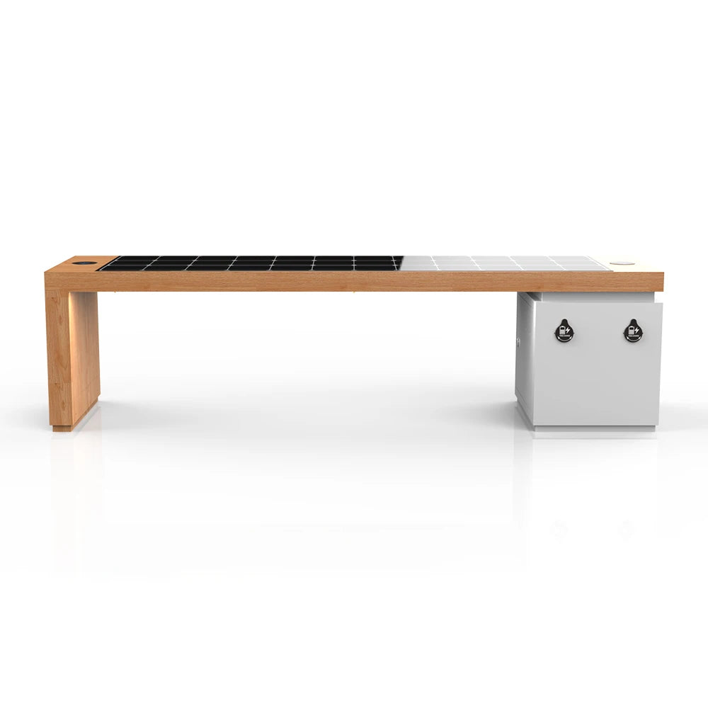 New Style Outdoor Metal Modern Patio Stainless Steel Solar Powered Bench Solar Smart Solar Benches