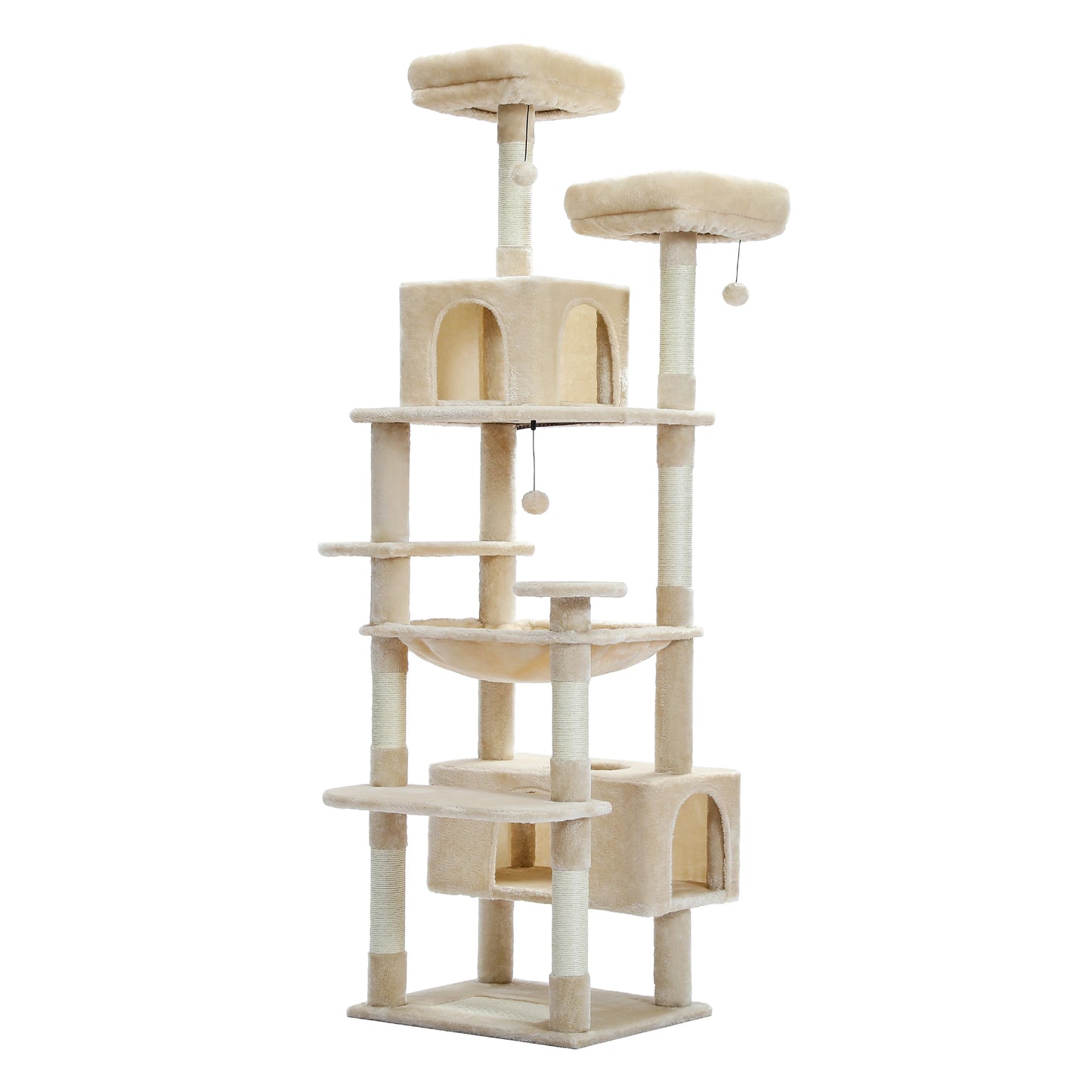 Multi-Level Cat Tree 72.4inch Luxury Cat Tower with Condo Hammock Cat Scrapers with Scratching Post Cat Accessories Cat Toy