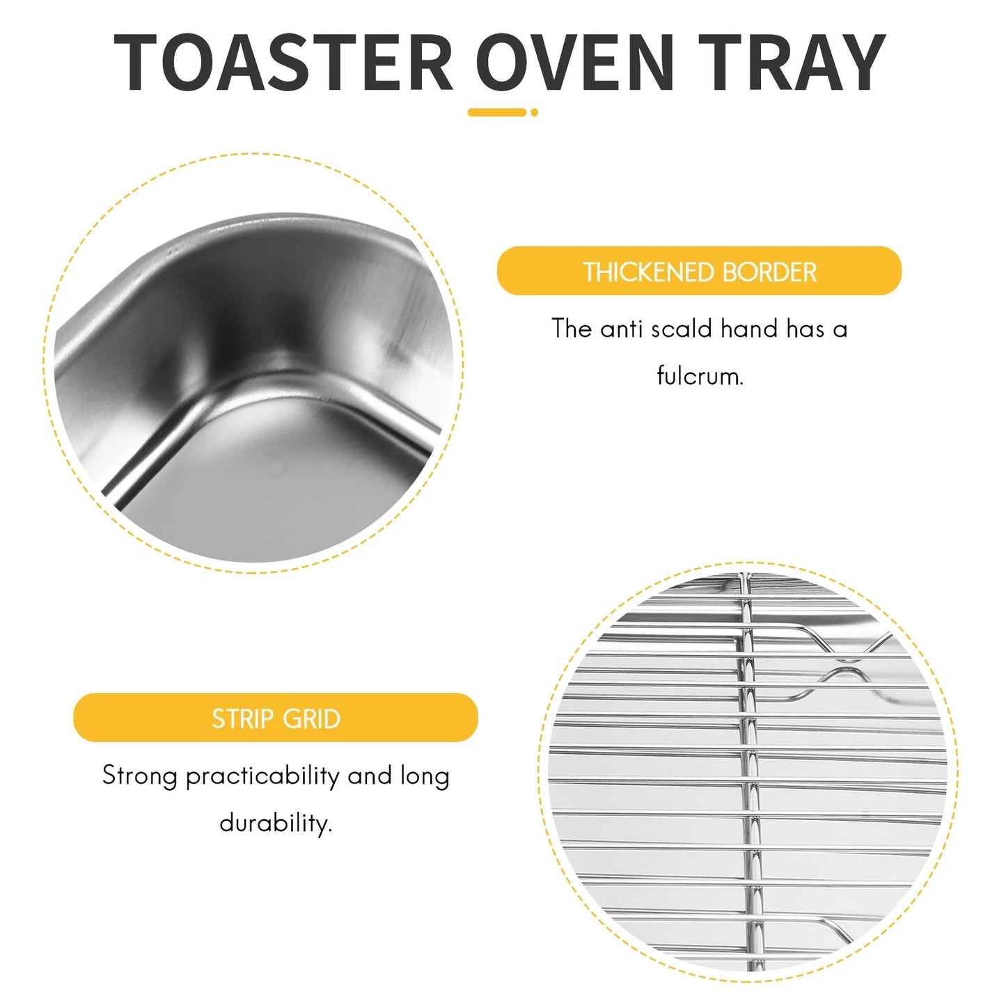9 Inch Toaster Oven Tray and Rack Set, Small Stainless Steel Baking Pan with Cooling Rack,Dishwasher Safe Baking Sheet