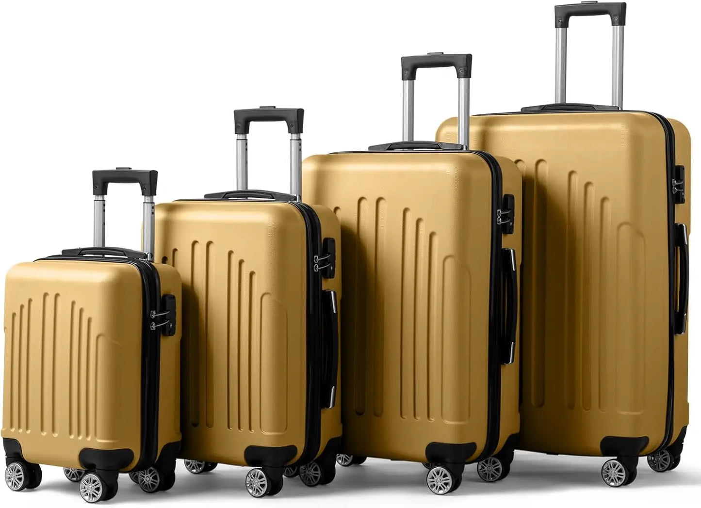 Luggage Set of 4 Hardside Suitcase Sets ABS Lightweight Trolley Travel Case for Carry On Check-in Business Trip, Vintage