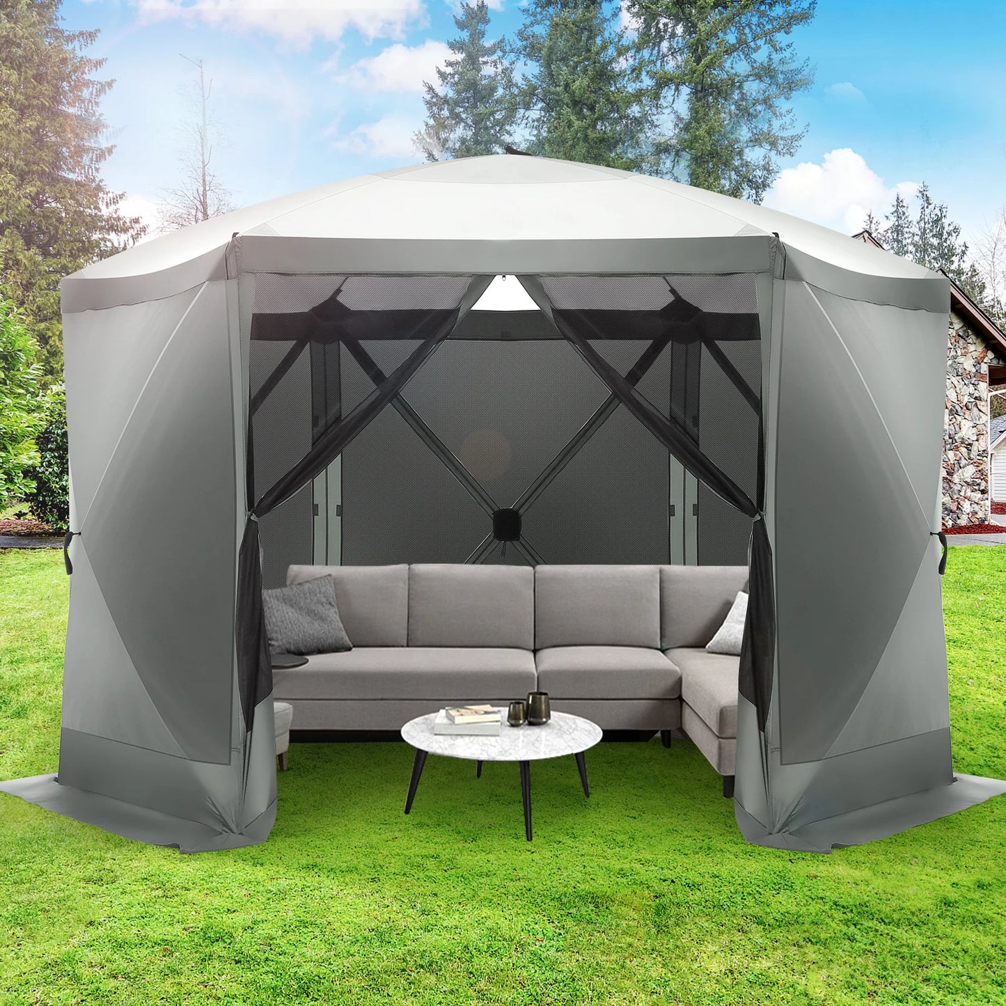 Pop Up Gazebo Screen Tent Screen House for Camping, 12x12 Screen Room with Mosquito Netting, Hub Tent Instant Screened Canopy