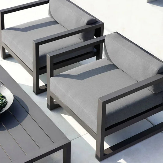 Outdoor Aluminum Alloy Sofa Four Piece Set, Terrace Garden Bar Waterproof Sofa Furniture Set