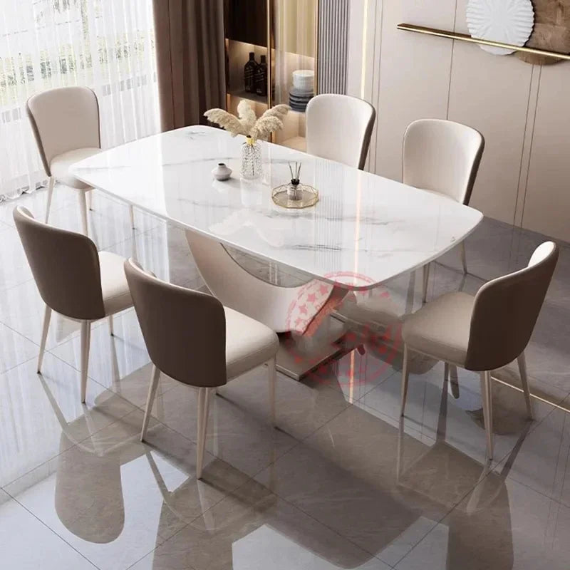 Living Room Dining Table Luxury Nordic Modern Marble Rectangle Dining Table Minimalist European Mesa De Comedor Furniture