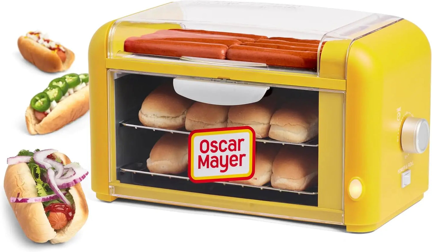 Oscar Mayer Extra Large Countertop 8 Hot Dog Roller and Bun Toaster Oven - Stainless Steel Rollers and Non-stick Warming Racks