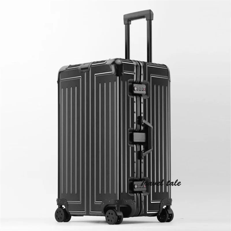 Carrylove 26"28"30 Inch Big Aluminum Trolley Suitcase Trunk Metallic Large Rolling Luggage Bag On Wheels