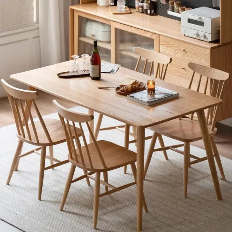 Wooden Minimalist Dining Table Simple Nordic Living Room Dining Table Rectangle Design Mesa De Comedor Garden Furniture Sets