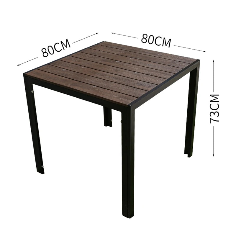2025 New 4 Person Outdoor Wood Grain Square Table 80cm Outdoor Dinings Table Waterproof Rectangular Brown Table Room Furniture