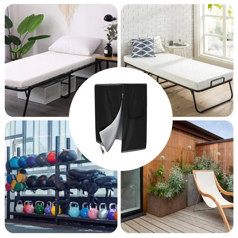 Bed Frame Cover 210D Oxford Waterproof Rollaway Folding Bed Cover Travel Folding Bed Cover Foldable Dust-Proof Garage Ball