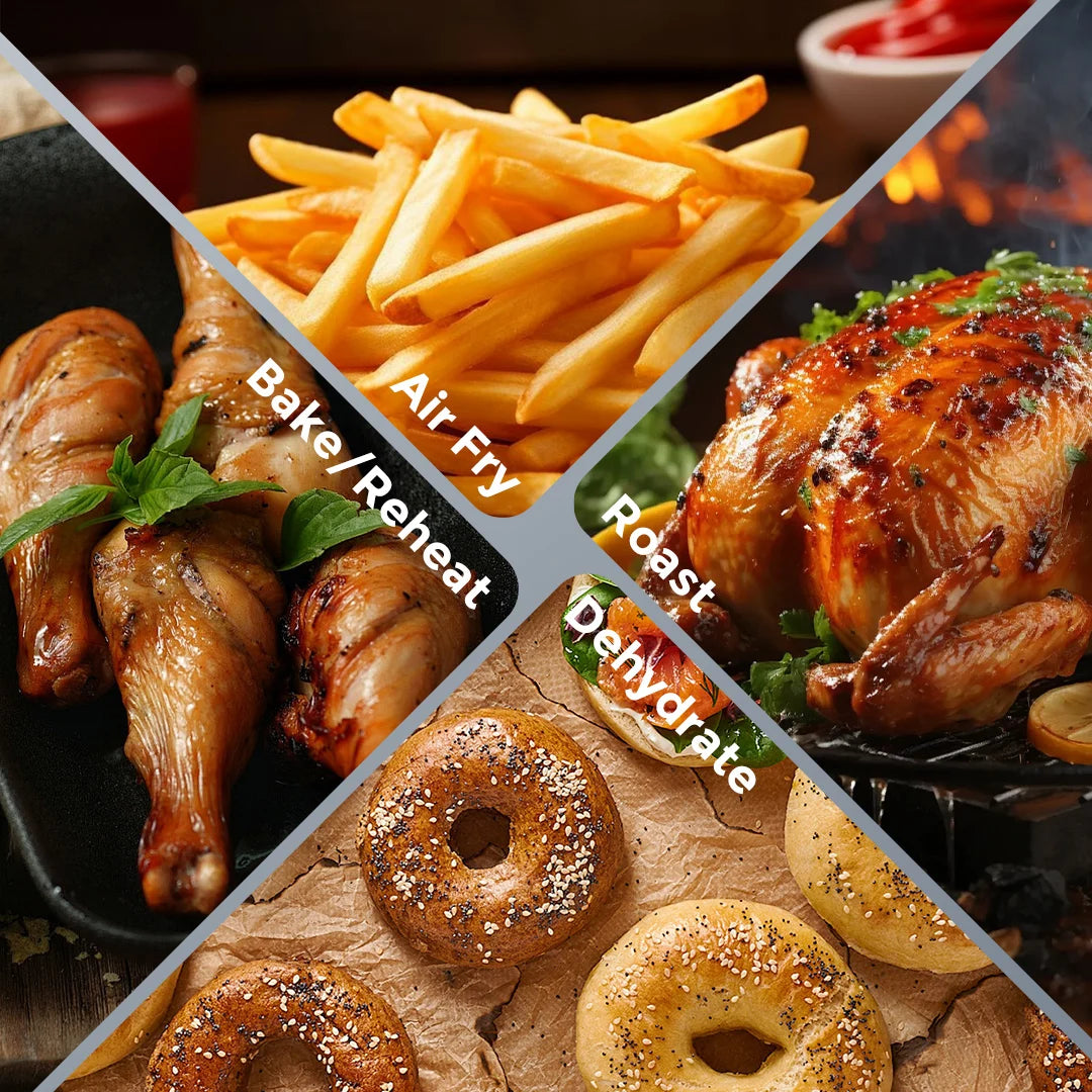 SEJOY  Digital Display Air Fryer Toaster Oven Combo 6 Quart with 8 Cooking Presets Oilless Cooker,Visible Window