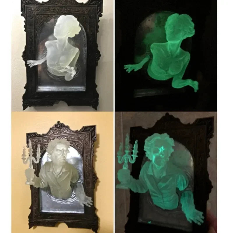 Ghostly Reflection in The Mirror Wall Sculpture Horror Themed Devil's Hand Luminous Resin Craft Unique Creative Home Decor