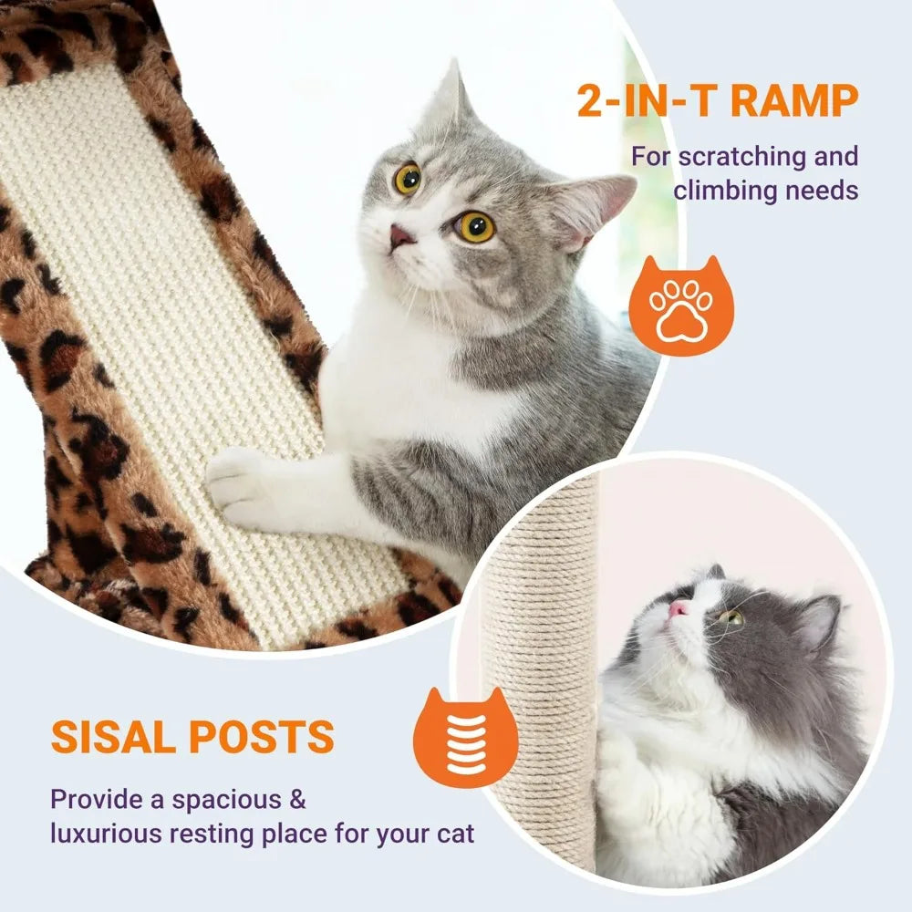 81 Inches Tall Cat Tree/Multi-Level Large Climbing Tree House and Towers for Big Feline/Condo and Hammock/Scratching Pos