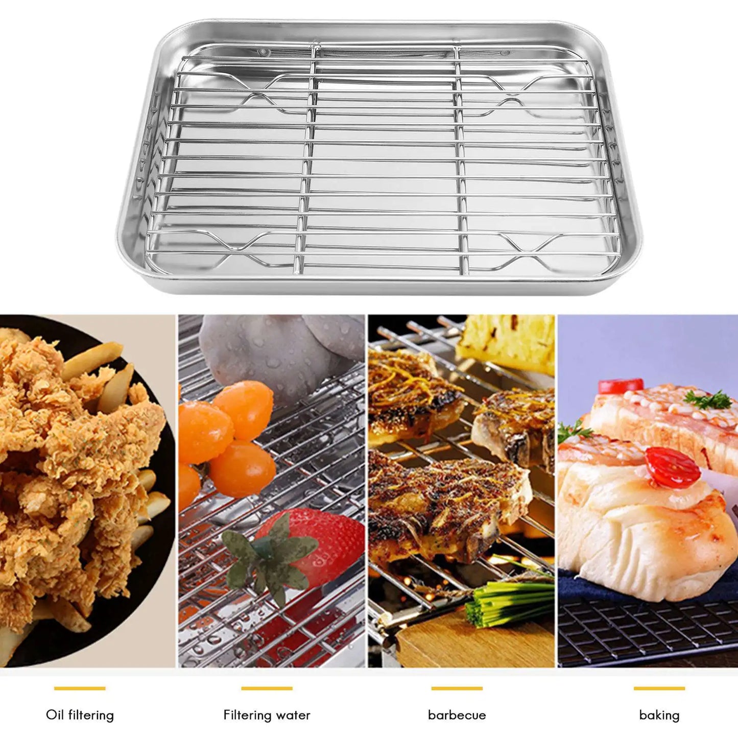 9 Inch Toaster Oven Tray and Rack Set, Small Stainless Steel Baking Pan with Cooling Rack,Dishwasher Safe Baking Sheet