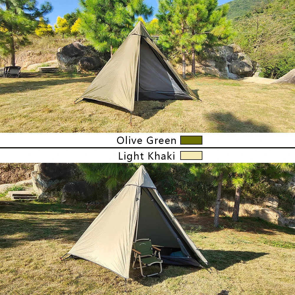 Solo Tent Ultralight Tipi Tent Outdoor Camping Light Pyramid Tent Portable Single Tent Waterproof Hiking Backpacking Trekking