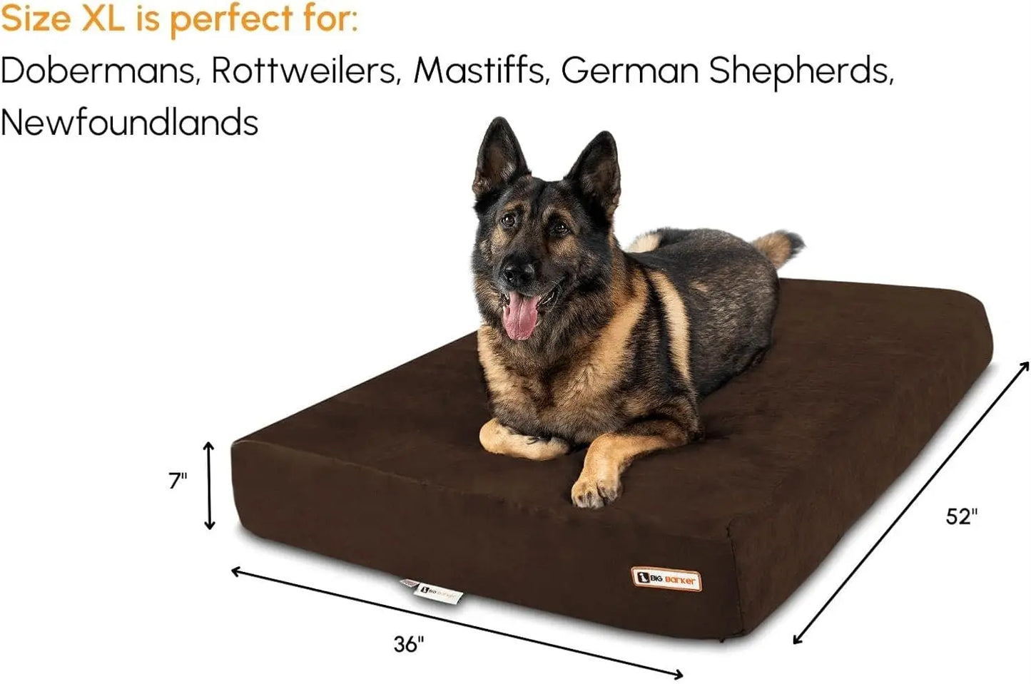 Sleep Elegant Orthopedic Dog Bed - 7"" Bed W/Washable Microsu Cover - Usa Crafted W/ (Sleep, Xl, Chocolate)