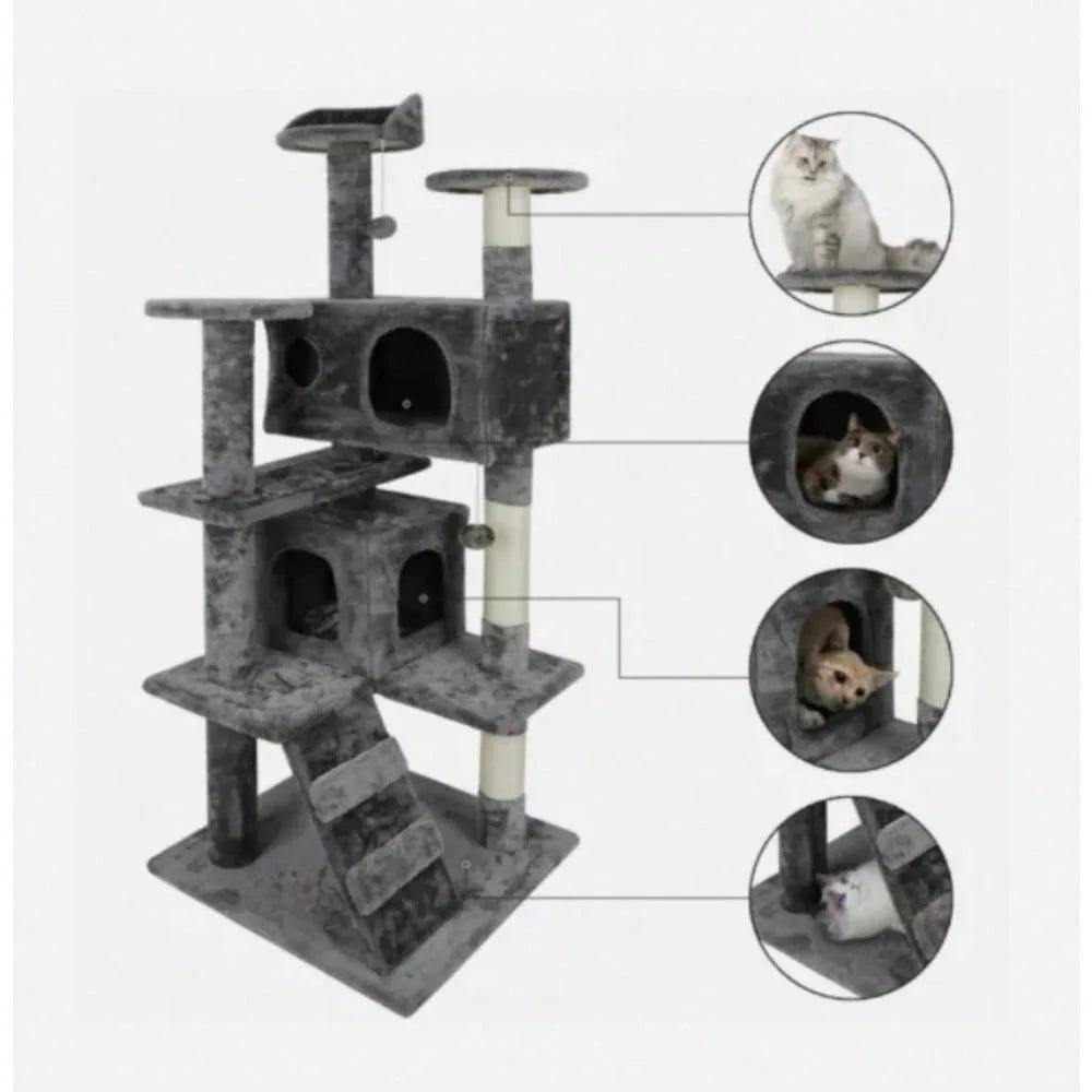 Cat Tree Tower 55" Activity Center Large Playing House Condo For Rest