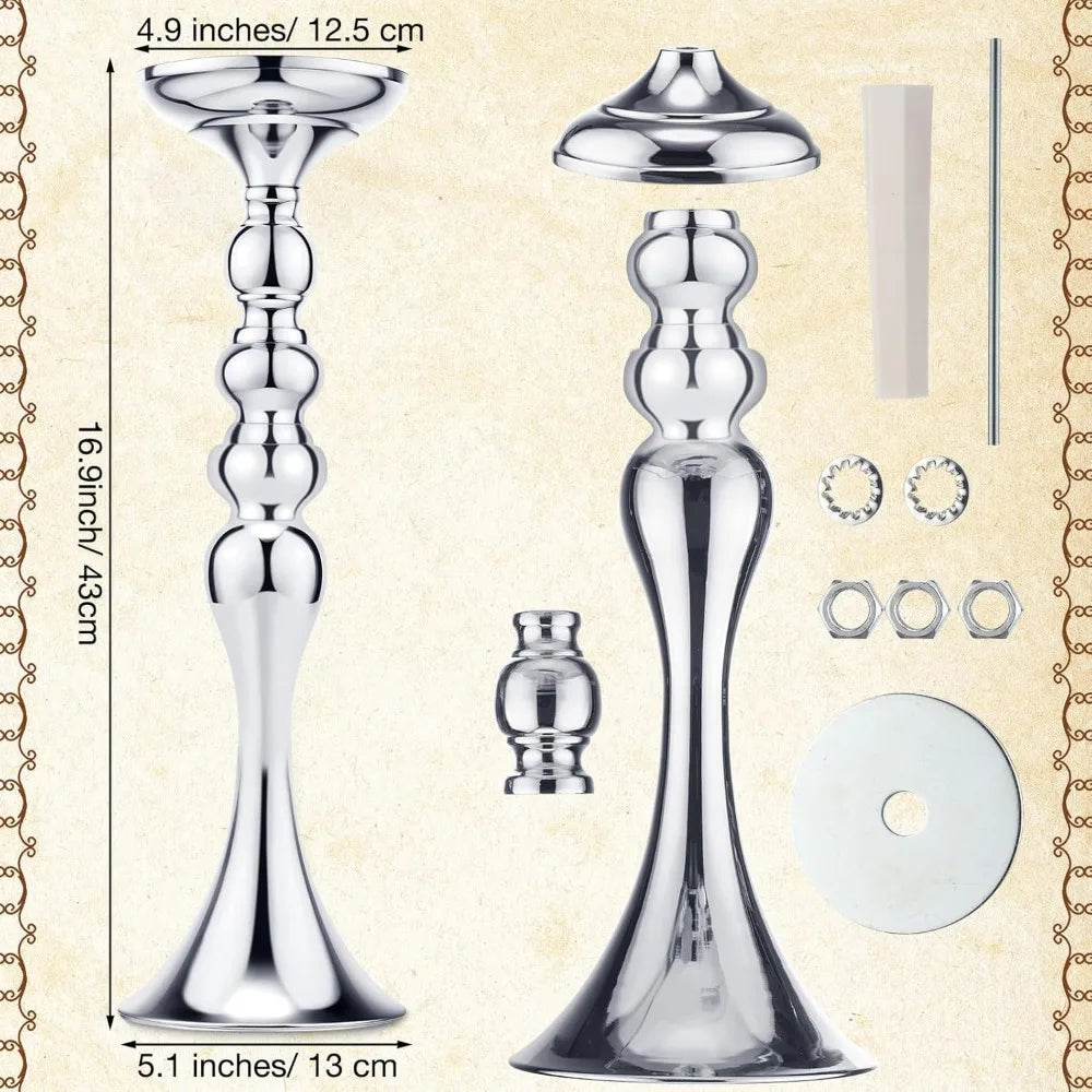 16 pieces of metal flower stand, metal wedding flower center stand, high table decorative vase