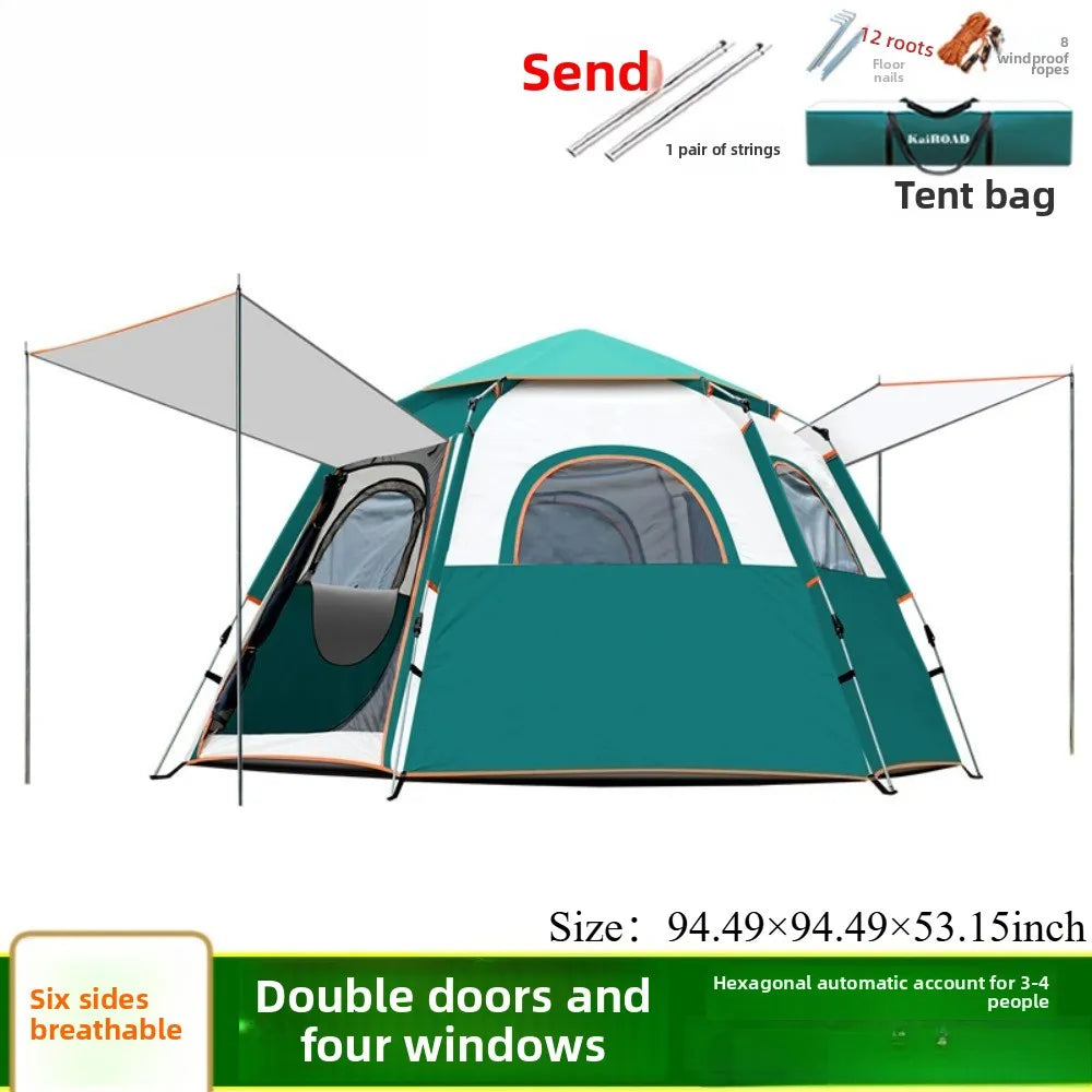 8-person tent outdoor camping beach portable folding fully automatic quick-opening hexagonal tent camping rainproof