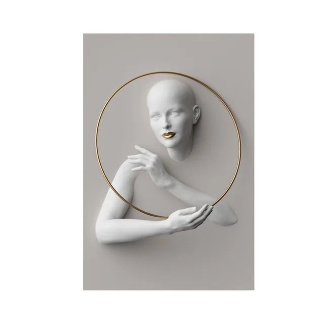 Woman Sculpture Poster Prints Woman Power Figure Statue Canvas Painting Cuadros Wall Art Pictures for Living Room Home Decor