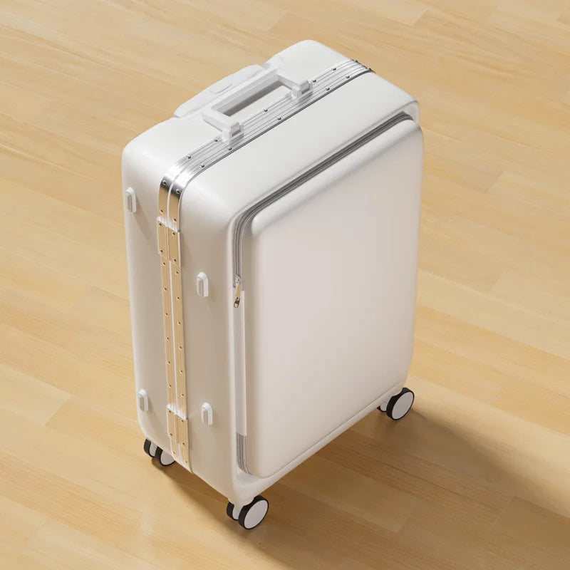 20 inch ultra light small front opening multifunctional boarding password luggage with aluminum frame suitcase