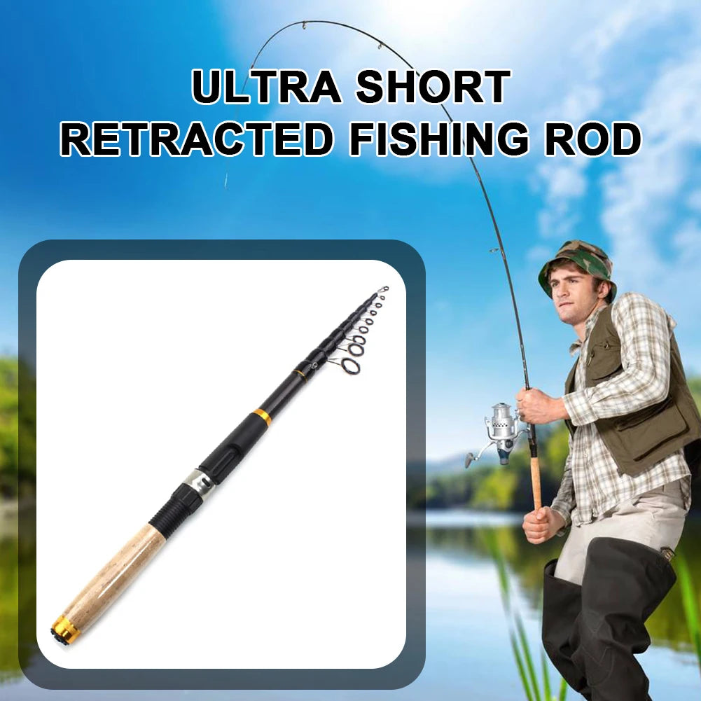 Ultrashort Telescopic Fishing Rod Multifunction Spinning Rod Carbon Fishing Fish Pole Durable Anti Slip Fishing Rod Fishing Tool