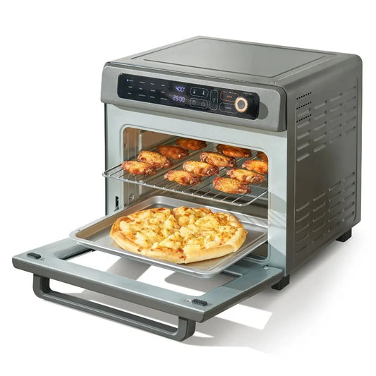 12-IN-1 Air Fryer Toaster Oven 25L Convection Oven 1700W Stainless Steel Toaster Ovens Countertop Combo with Grill Pizza Pan G