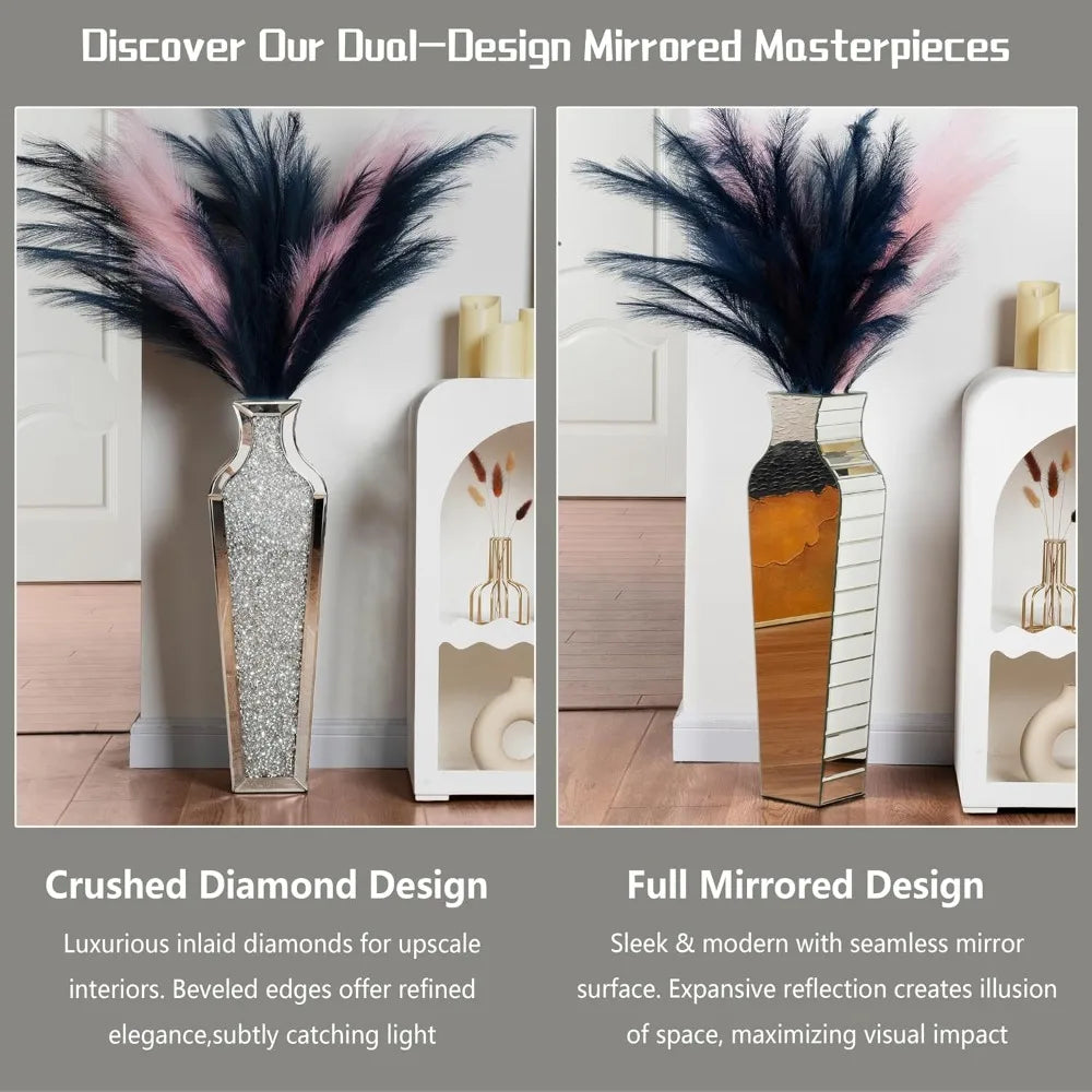 Crushed Diamond Floor Vase Large Vases for Decor Living Room Floor, Luxury Container for Dried Flower Arrangements Decor