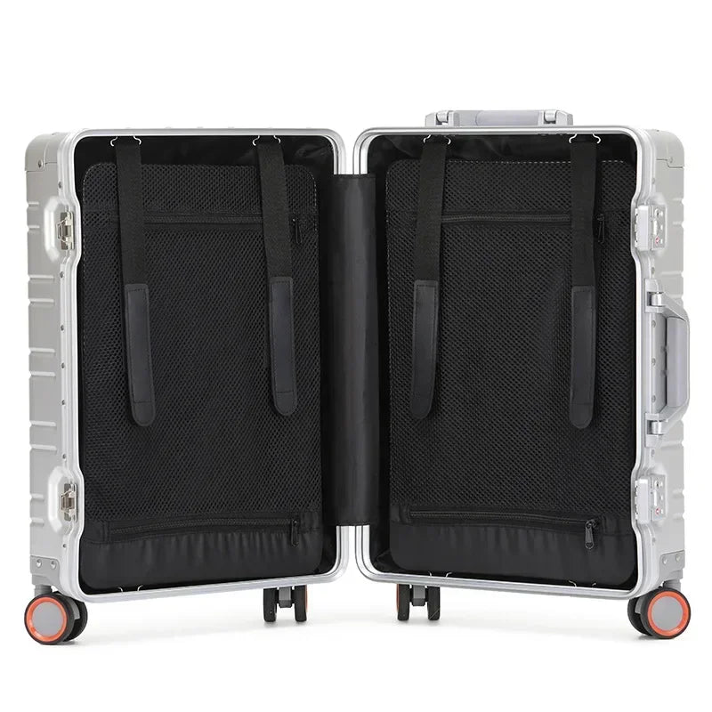 TravelTrolley Luggage 20‘’Carry-On Cabin Suitcase Travel Bags Rolling Luggage Aluminum-magnesium Alloy Travel Suitcase