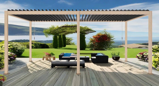 Luxury Patio Waterproof Hardtop Gazebo Garden Pergola Aluminium Outdoor Aluminum Hardtop Louvered Canopy Elegance