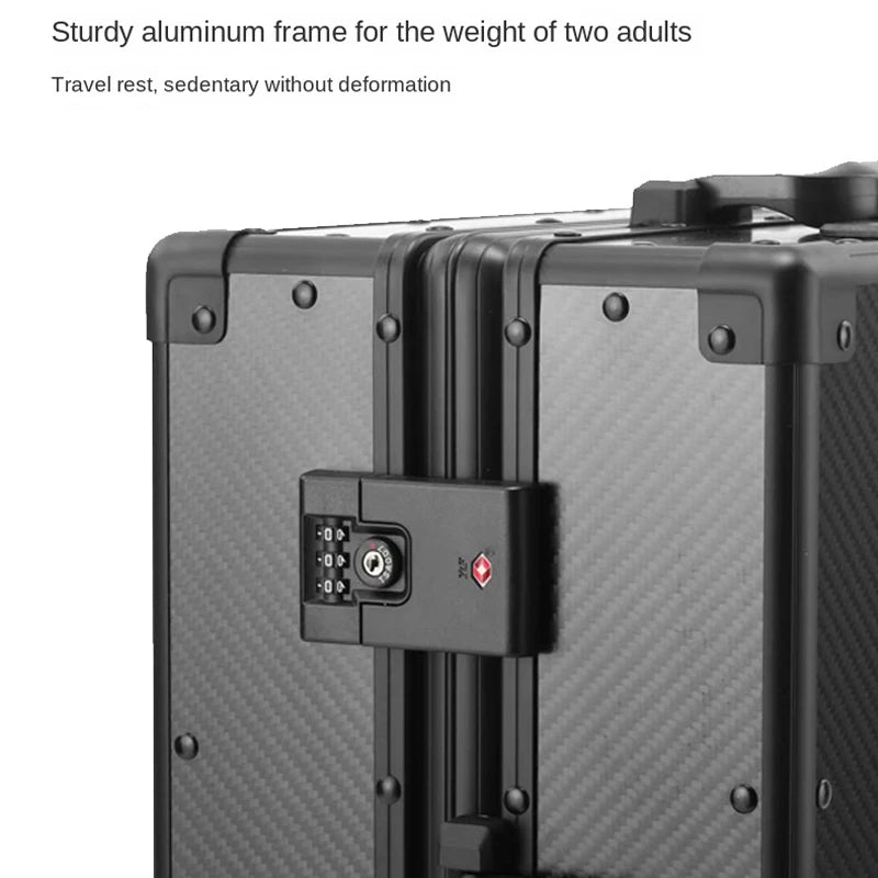 20″24″ Travel Suitcase Carbon Fiber Rolling luggage Carry-On Luggage Aluminum Frame Trolley Case With Wheels Business Boarding