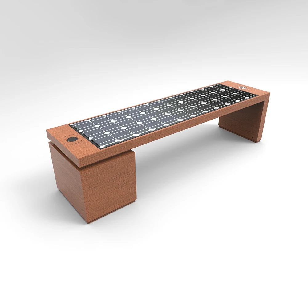 New Style Outdoor Metal Modern Patio Stainless Steel Solar Powered Bench Solar Smart Solar Benches