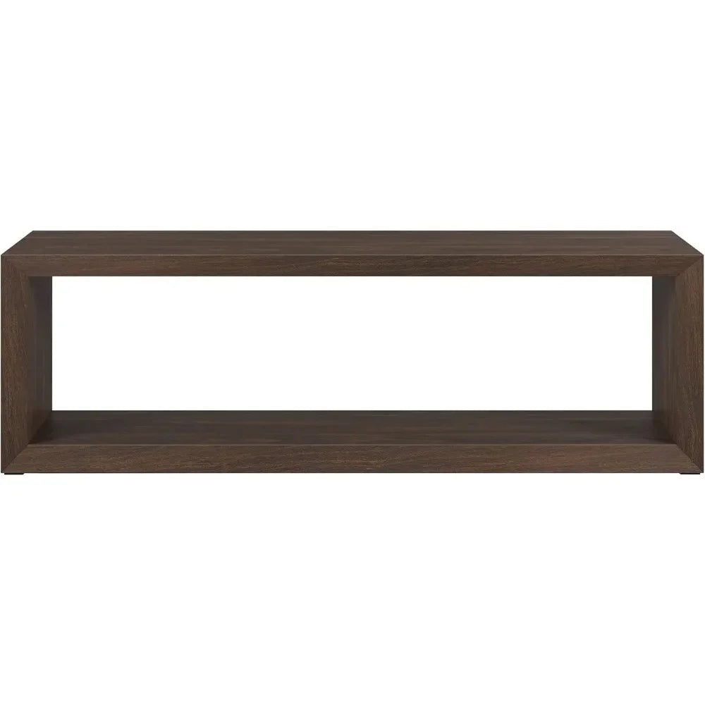 58" Wide Rectangular Coffee Table in Alder Brown, for Home, Living Room, Bedroom, Entertainment Room, Office