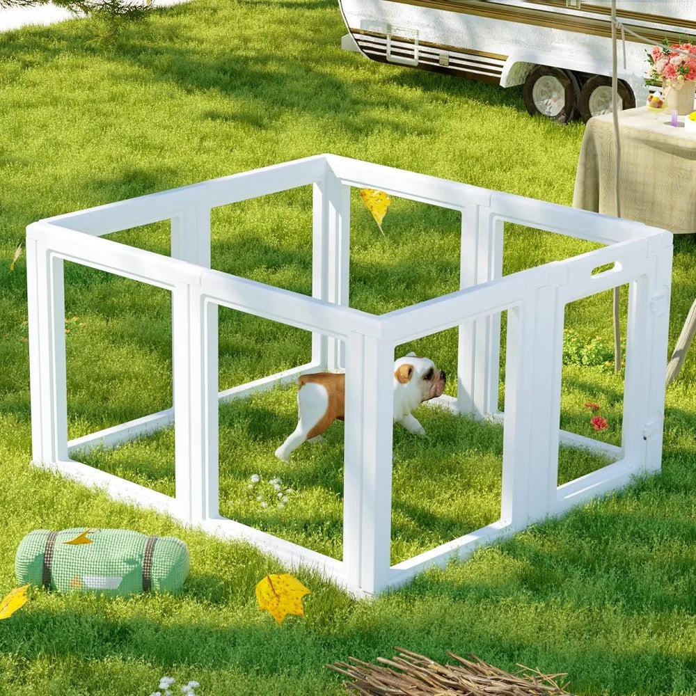 Citylife Dog Playpen with Door Clear Pet Playpen for Indoor Outdoor Easy to Install and Remove Puppy Playpen for Dogs, Cats, Bun