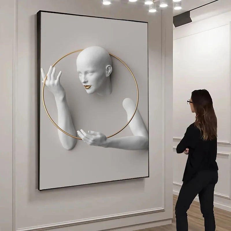 Woman Sculpture Poster Prints Woman Power Figure Statue Canvas Painting Cuadros Wall Art Pictures for Living Room Home Decor