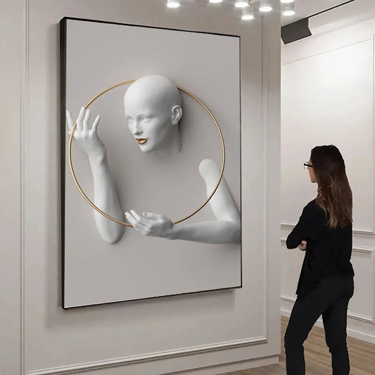 Woman Sculpture Poster Prints Woman Power Figure Statue Canvas Painting Cuadros Wall Art Pictures for Living Room Home Decor