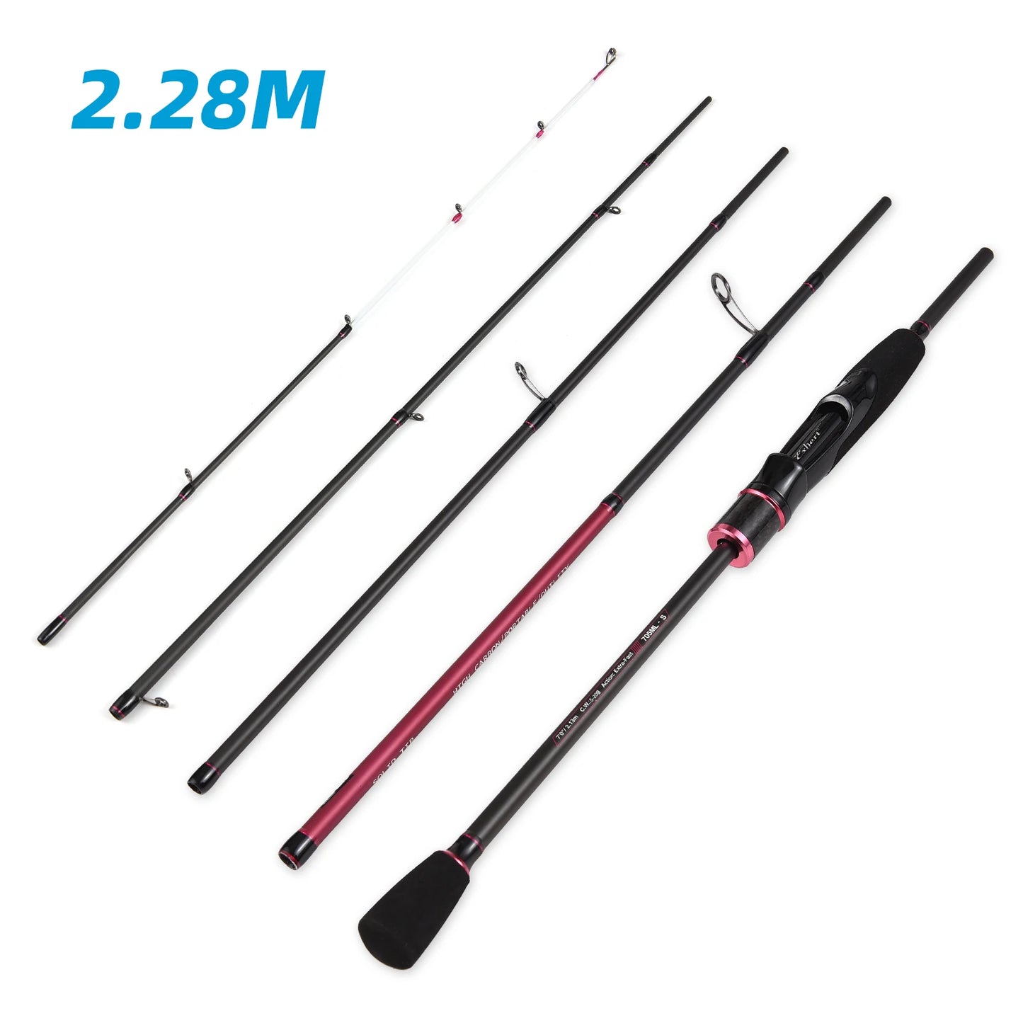 5 Sections Fishing Pole Ultralight Spinning Rod Travel Fishing Rod with Storage Bag