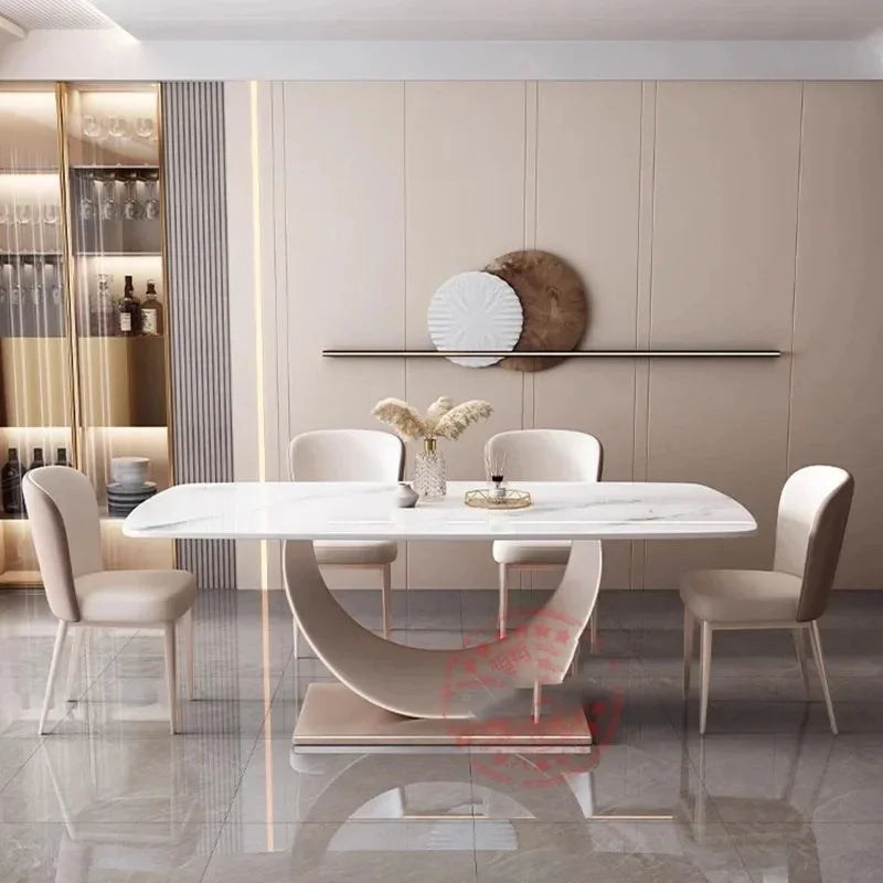 Living Room Dining Table Luxury Nordic Modern Marble Rectangle Dining Table Minimalist European Mesa De Comedor Furniture