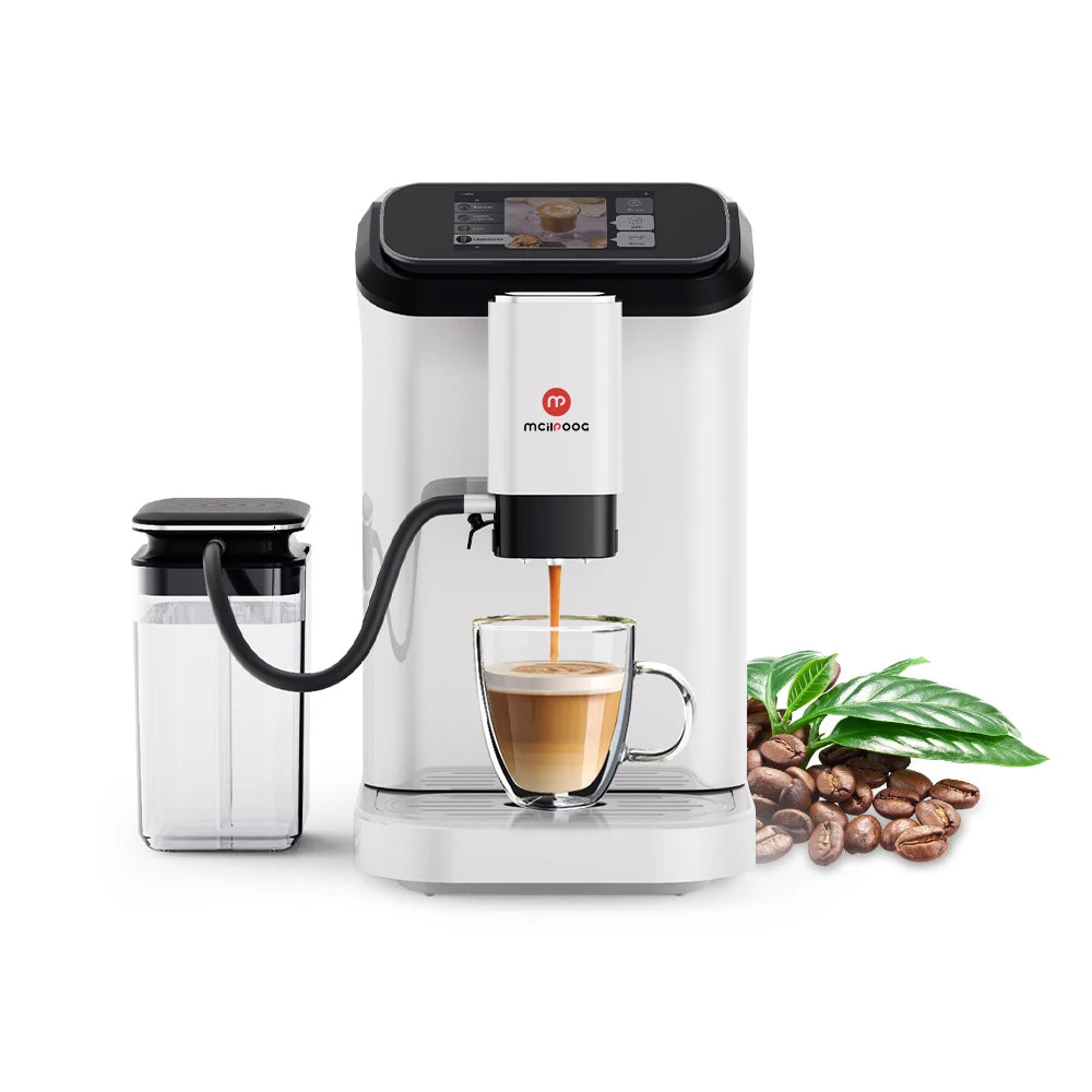 Mcilpoog WS-D5 Automatic Coffee Machine - Smart Wi-Fi , 12 Coffee Varieties, Touchscreen & Built-In Frother/1.5L Tank for Home