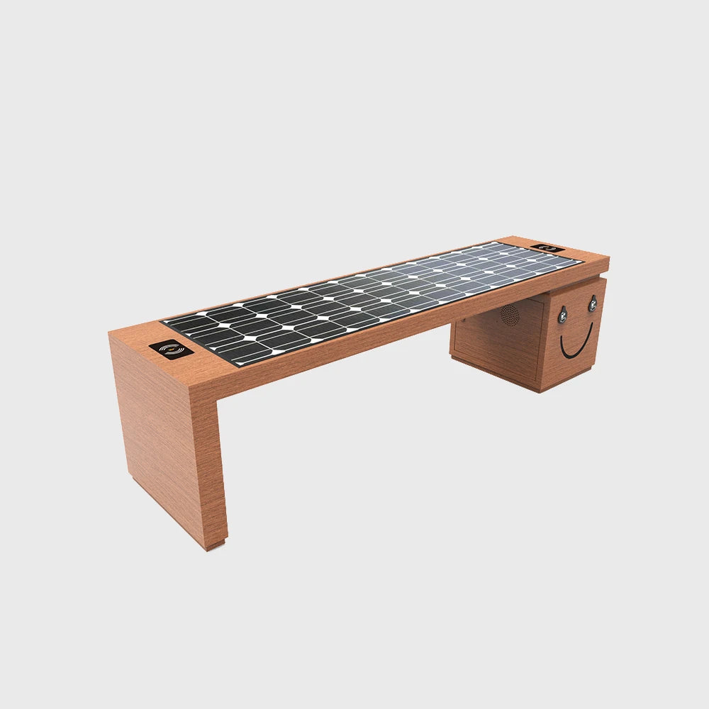 New Style Outdoor Metal Modern Patio Stainless Steel Solar Powered Bench Solar Smart Solar Benches