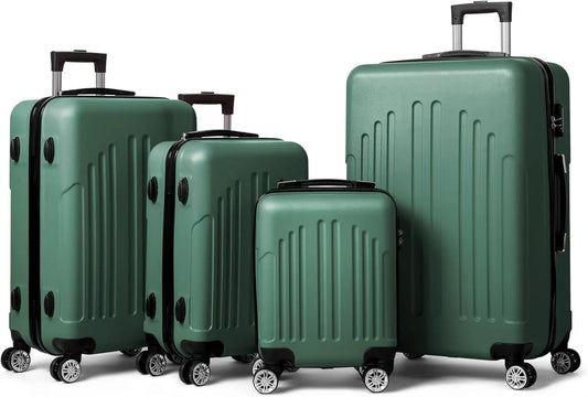 Luggage Set of 4 Hardside Suitcase Sets ABS Lightweight Trolley Travel Case for Carry On Check-in Business Trip, Vintage