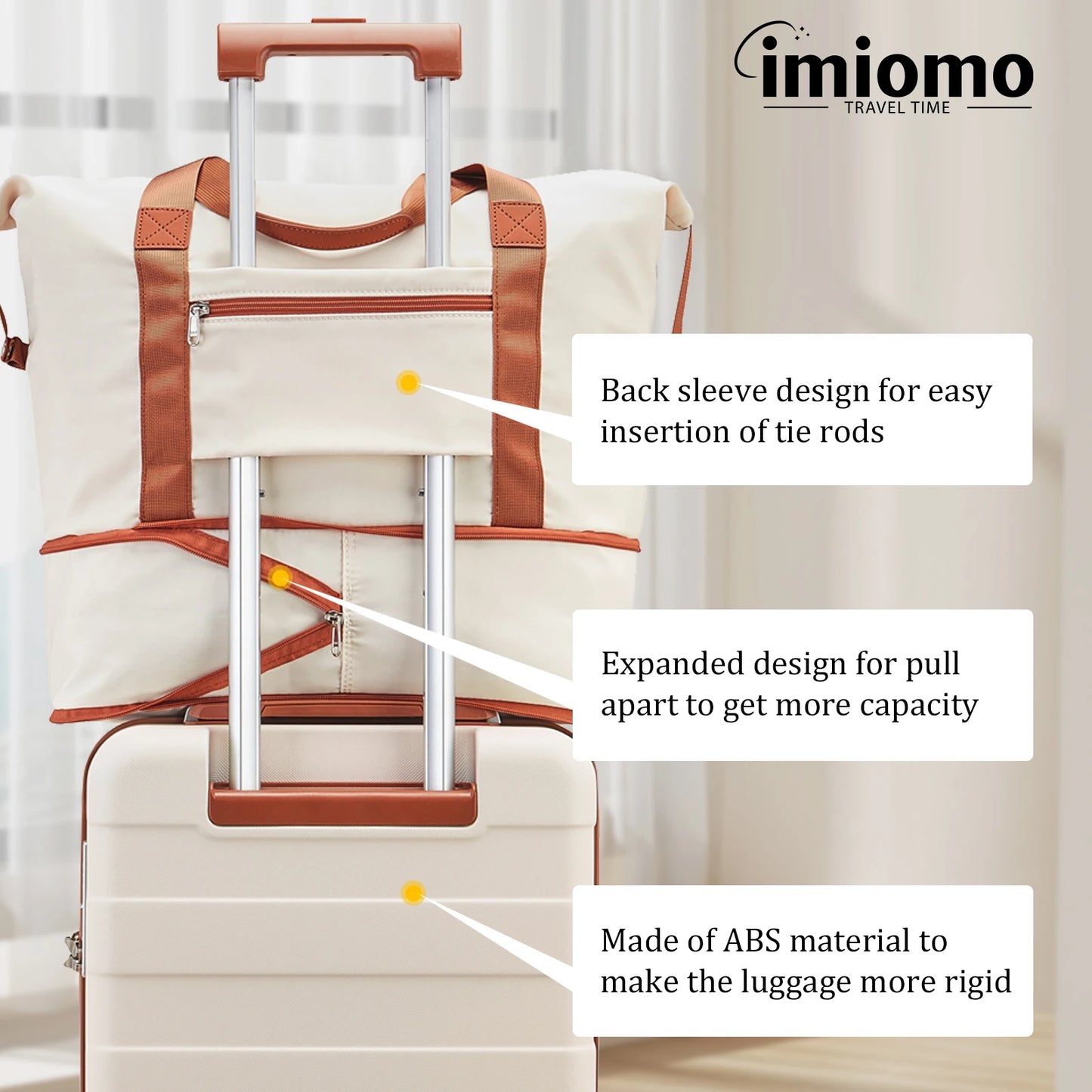 imiomo Travel Luggage Sets, Hard Shell Lightweight Carry on Suitcase with Travel Bag, TSA Lock, Durable Silent Spinner Wheels