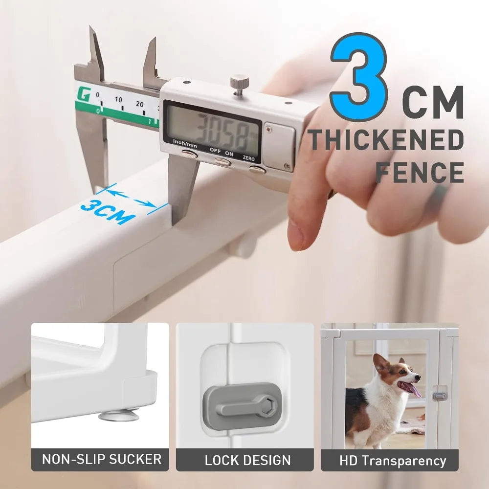 Citylife Dog Playpen with Door Clear Pet Playpen for Indoor Outdoor Easy to Install and Remove Puppy Playpen for Dogs, Cats, Bun