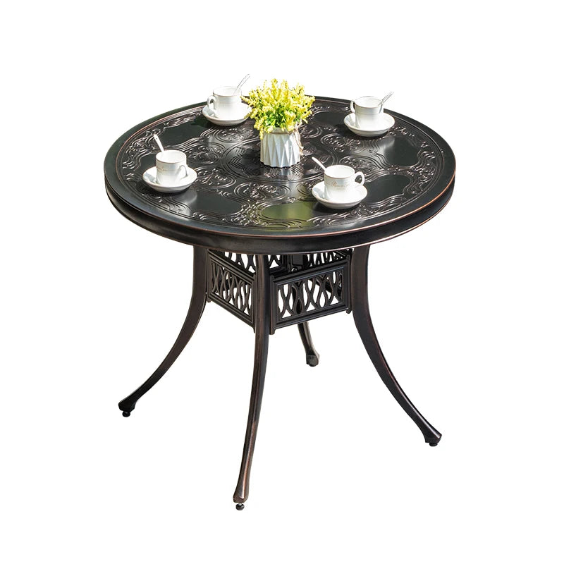2025 Newest Outdoor Table Round Patio Dining Table Metal Furniture Cast Aluminium Round Table for Garden Yard