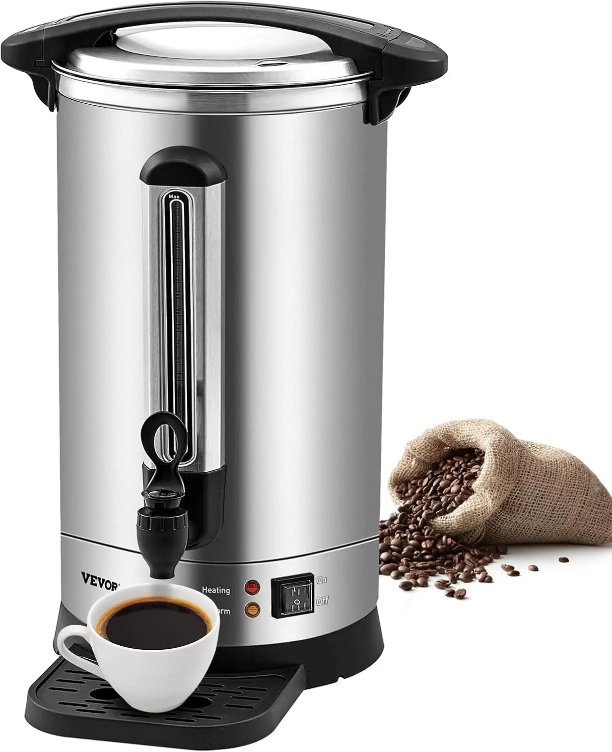 Commercial Coffee Urn,65Cups/9.75L Stainless Steel Large Coffee Dispenser,1500W 110V Electric Coffee Maker Urn For Quick Brewing